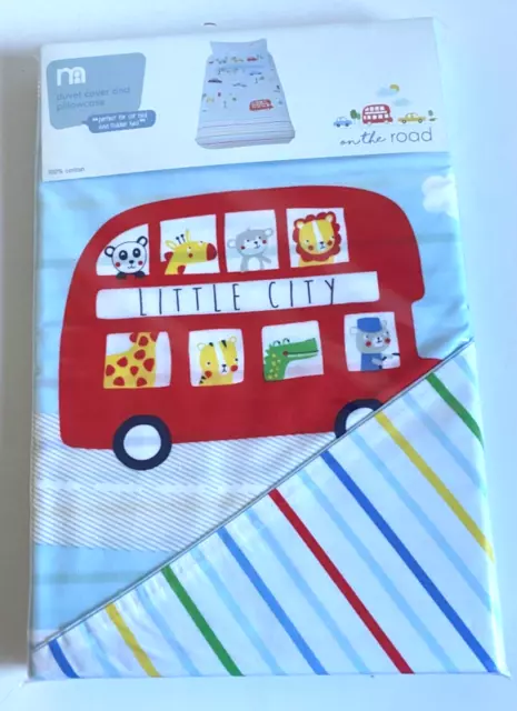 Mothercare Cot Or Toddler Bed Duvet Cover Set On The Road Funky Car Bus Animals