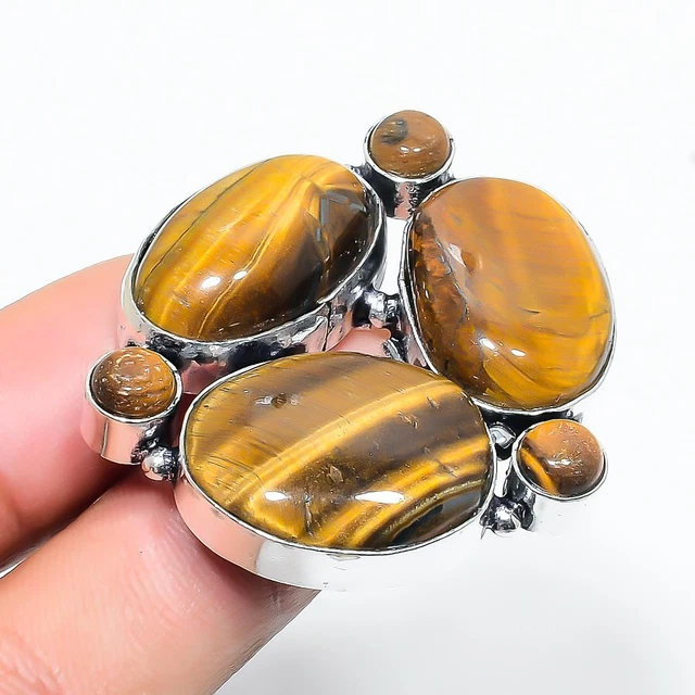 Tiger Eye Gemstone Handmade Gift Jewelry Ring Size 8.5 k654