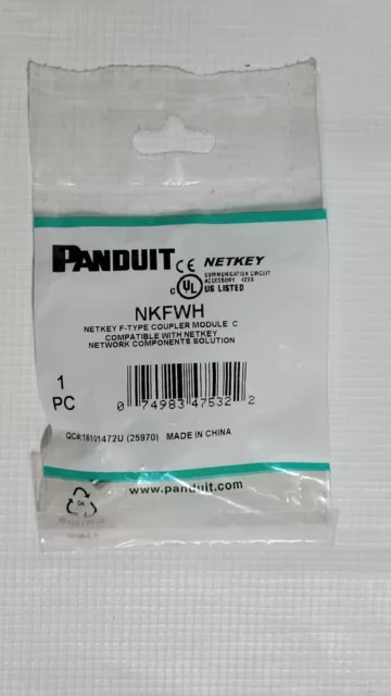 Panduit NKFWH Netkey Coax / F Connector Jack White, Lot of 10  **Free Shipping**