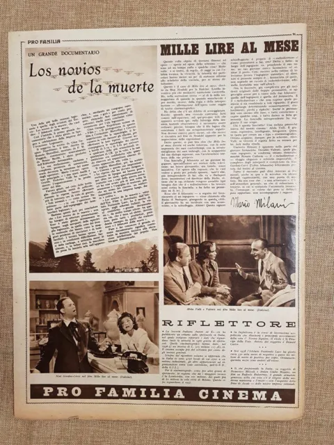 Film Mille lire al mese Illustrazione di Cinema Anno 1939