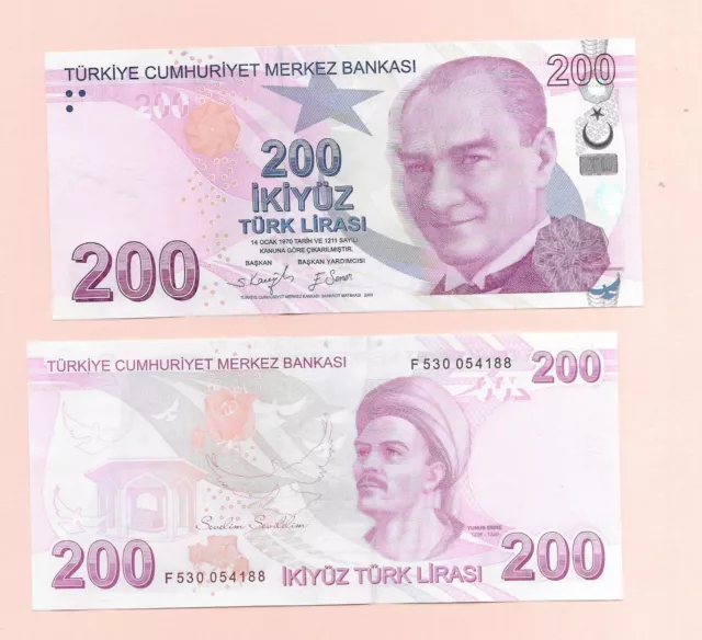 TURKEY - 200 Lirasi 2009(2021) prefix F - UNC