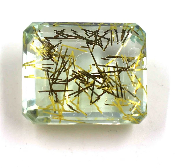 Certifié 102.56 CT Émeraude Coupe Jaune Rutile Quartz Desseré Gemme FN1011