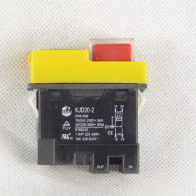 KJD12-14 Magnetschalter – 6-polig, 230V, Einbau/ Geräteschalter Mit Stopp-Funktion, Unterspannungsauslöser & IP54-Schutzkappe – Schwarz/gelb