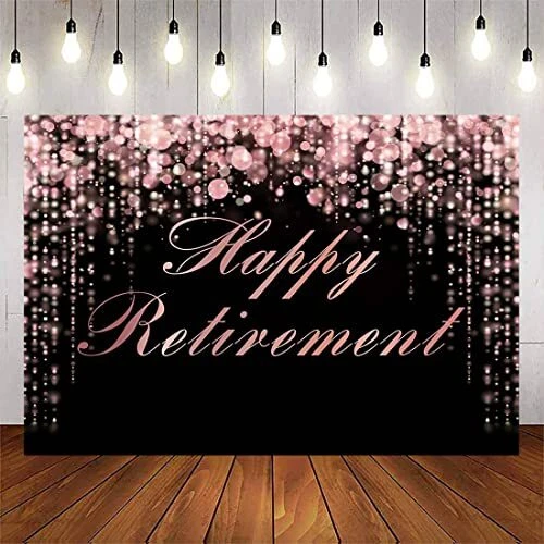 Happy Retirement Backdrop Rose Gold and Black Retirement Background The Aged