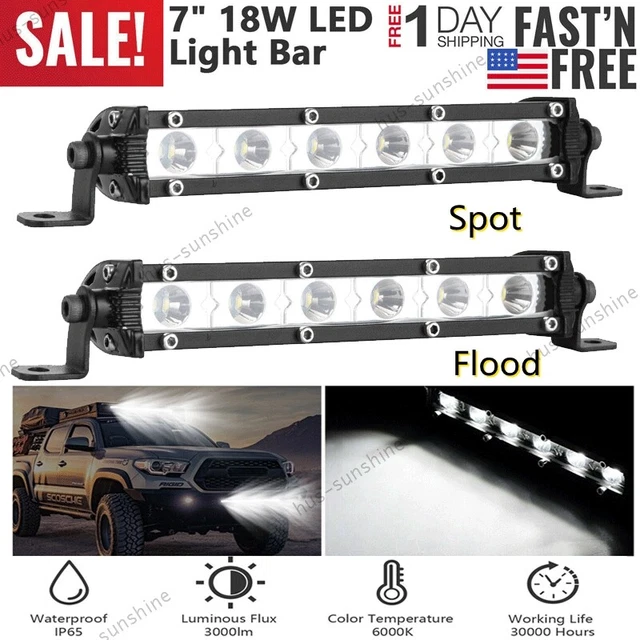 7inch Slim LED Work Light Bar Single Row Spot Flood Fog Driving Offroad ATV 4WD