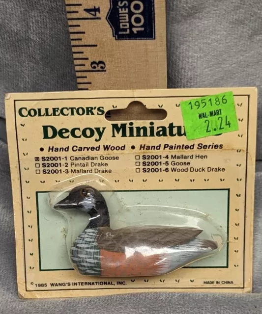 Vintage Decoy Miniature Canadian Goose Hand Painted & Carved Wood Figurine New!