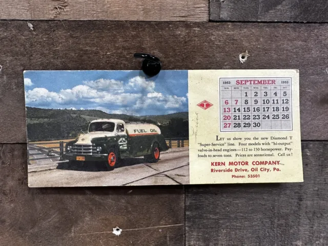 Vintage Gas & Oil 1953 “Kern Motor Company” Calendar Oil City Pa