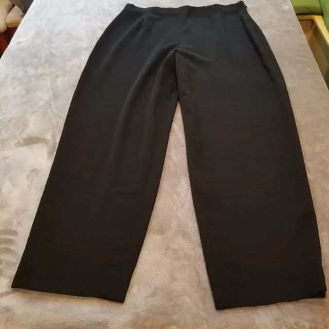 Lafayette New York 148 Womens Plated Black Pants High Rise Straight Leg Side Zip 2