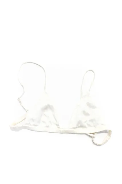 Fleur du Mal Women's Silk Blend Wireless Triangle Bra White Size XS