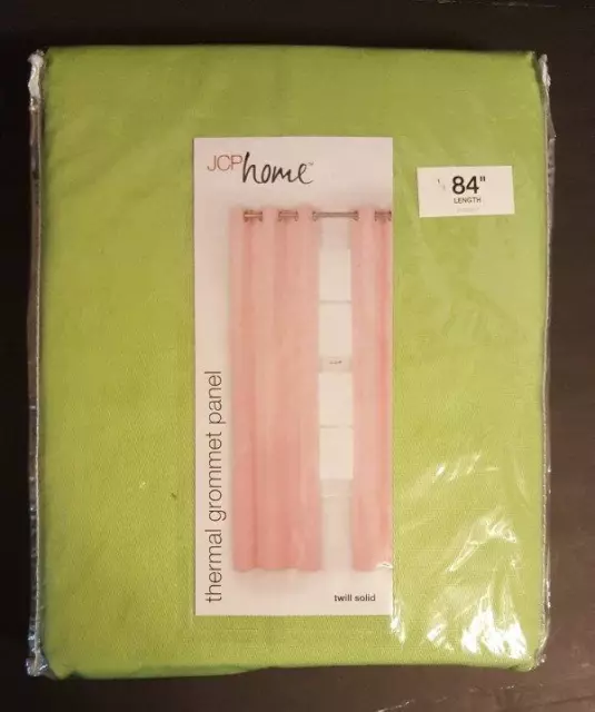 JC Penney Home 84" Thermal Grommet Panel Curtains Split Pea Green NEW NIP