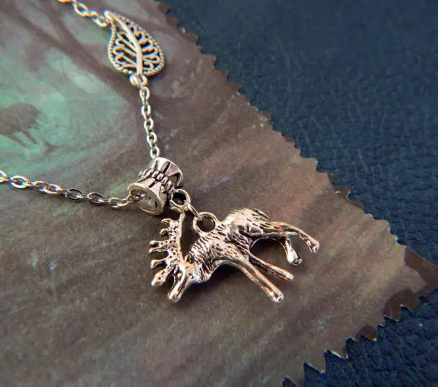 Moose Necklace Silver Pendant Jewelry Handmade Antler Wild Elk Chain Unisex
