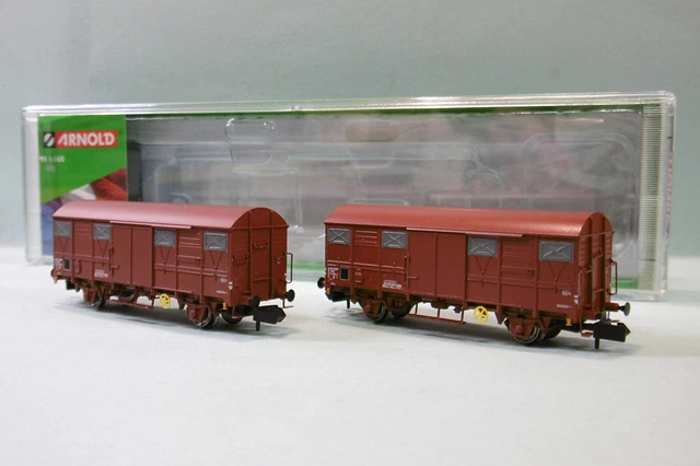 Arnold - 2 WAGONS COUVERT G4 Permaflex SNCF ép. IV réf. HN6516 Neuf NBO N 1/160