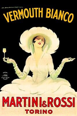 Poster Manifesto Locandina Pubblicità Stampa Vintage Vermouth Aperitivo Martini