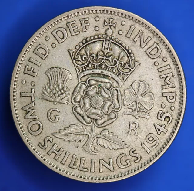 British Coin - 1945 George VI florin, two shillings, 2/- silver coin  [28197]