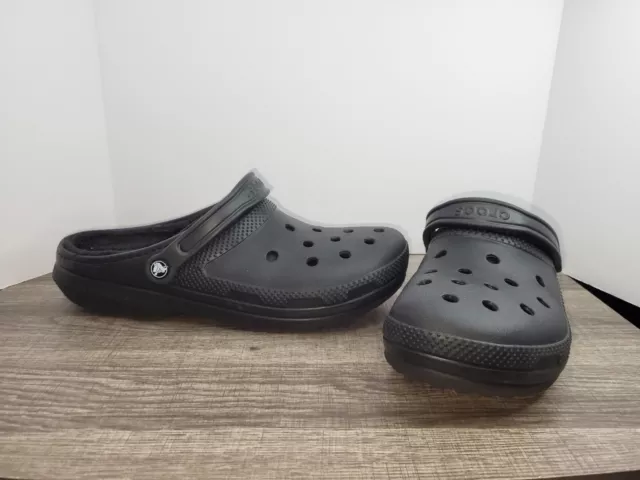 Crocs Classic Black Faux Fur Men's Size 13 Black Clogs 203591