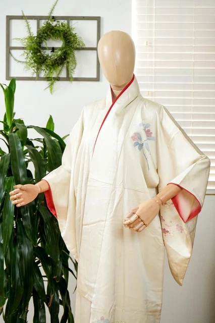Dear Vanilla Japanese Silk Kimono Women's Robe Gown Authentic Japan Vintage Mint 2
