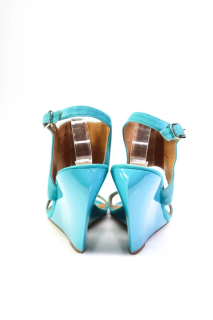 Kelsi Dagger Women's Suede Open Toe Slingback Wedges Blue Size 6.5 3