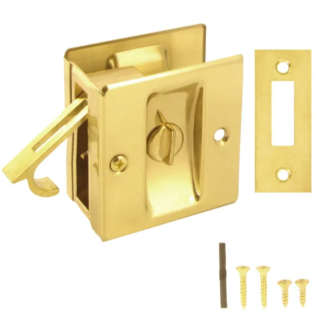 National Hardware S404-010 Privacy Notched Pocket Door Latch Solid Brass Bright