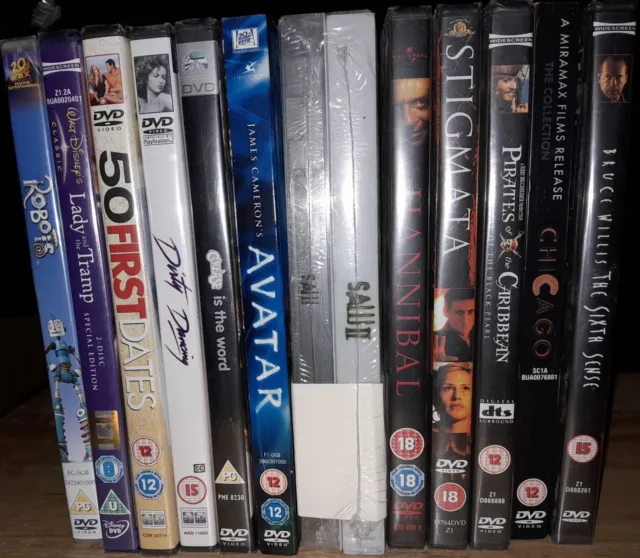 11 Brand New & Sealed DVD's (50 First Dates & The Sixth Sense already SOLD)