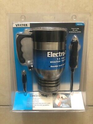 "New" VECTOR ELECTRO-MUG 12 Volt Heated Travel Mug Double Wall Stainless Steel