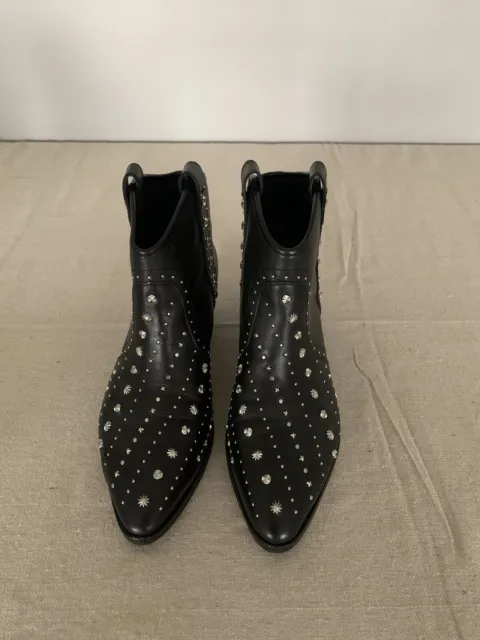 Sam Edelman Preowned Studded Black Leather Ankle Slip on Boots Women Sz 8