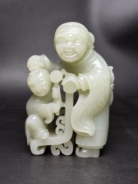 Chinese Exquisite Handmade Figures carving Hetian Jade Statue