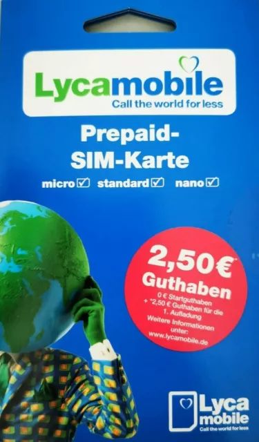 Lyca-Mobile Prepaid Simkarte, Vodafone D2 Netz "BLITZ VERSAND" mit Bonusguthaben