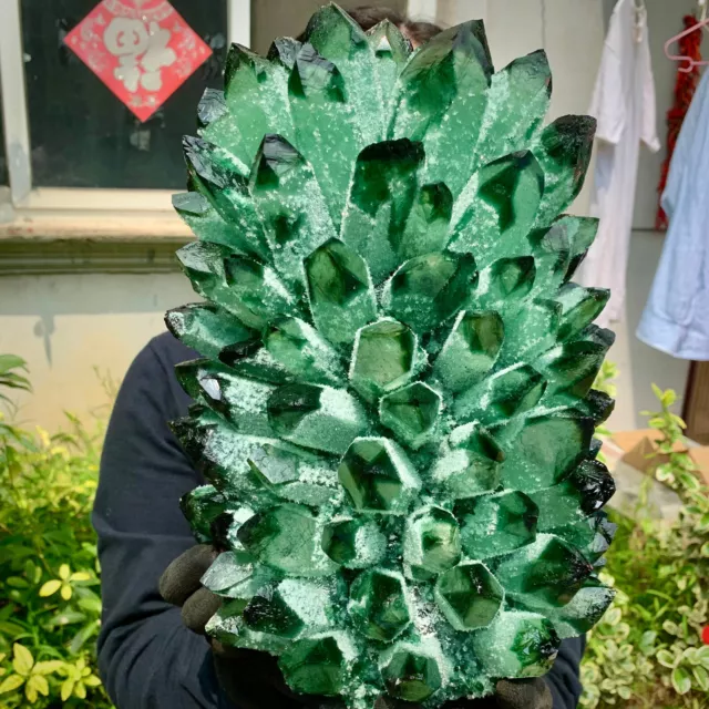 31.24LB   New Find Green Phantom Quartz Crystal Cluster Mineral Specimen Healing
