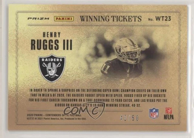 2020 Contenders Optic Winning Tickets Orange /50 Henry Ruggs III #WT23 Rookie RC 2