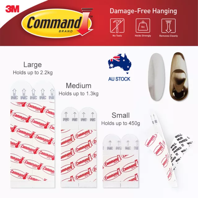 3M Command Picture Hanging Refill Strips For Hooks MEDIUM & LARGE (2-28pc)