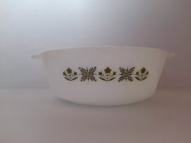 Vintage Anchor Hocking Fire King Round  Casserole Dish Meadow Green 3 QT. USA