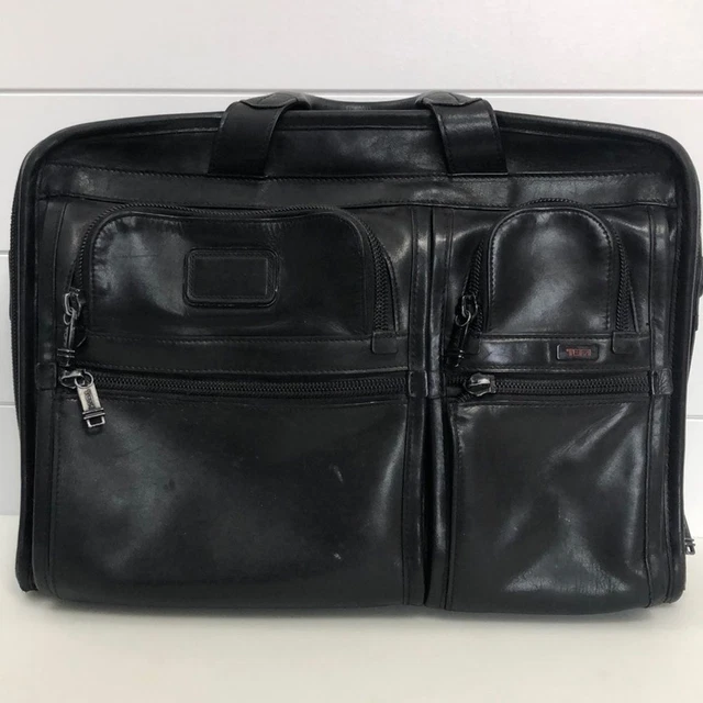 TUMI Alpha Leather Computer Laptop Briefcase Bag Expandable 96114DH 17.5x12x6