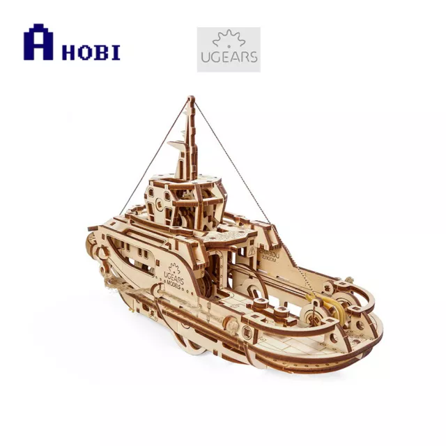 Ukraine Made UGears 70043 Tugboat Mechanical Wooden 3D Puzzle Model Kit