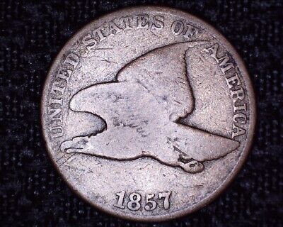 1857 Flying Eagle Cent Decent Detail 1st Small Cent Nice Coin #FE130 3
