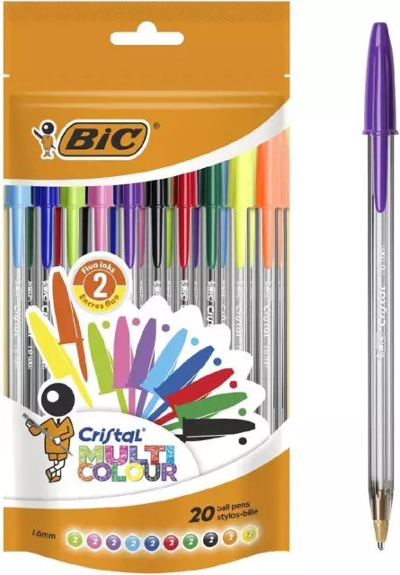 Bic Cristal 1.6mm Bold Black Ballpoint Pens ( PKT 20 )BIC LARGE RANGE,  BRAND NEW