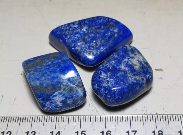 3pc DEEP BLUE LAPIS LAZULI 50g NATURAL CRYSTAL POLISHED TUMBLED STONES LOTS