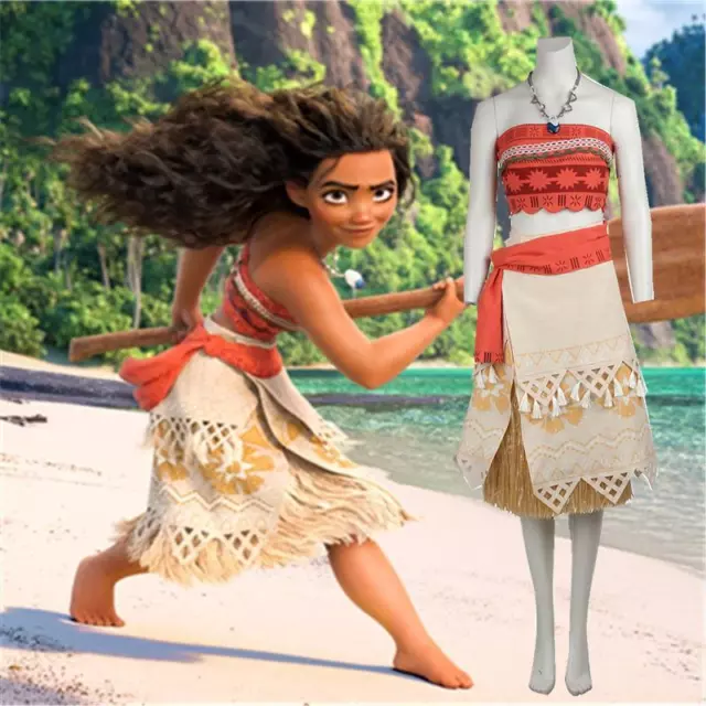 Tipo Vaiana Vestito Carnevale Bambina Cosplay Simil Moana Costume VAIDR10