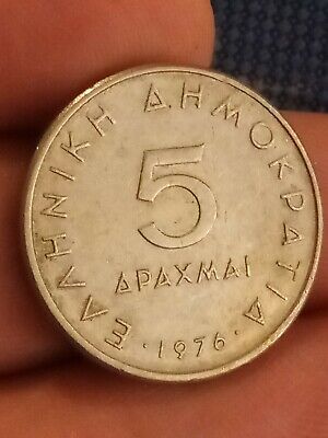 Coin Greece 5 Drachma 1976 free UK post Kayihan coins -2