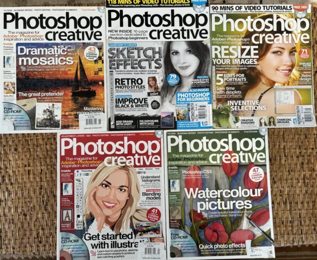 Photoshop Creative Magazine Lot of 5, 2006-07 UK Issues 3-6,21-22, Adobe Ideas