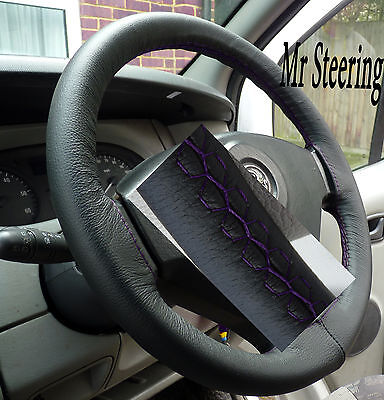 Fits Fiat Scudo 2007+ Real Italian Leather Steering Wheel Cover Purple Stitching