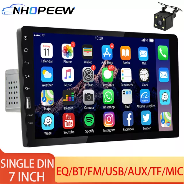 Single 1Din 9" Touch Screen Car Stereo Radio FM USB Bluetooth MP5 Player +Camera
