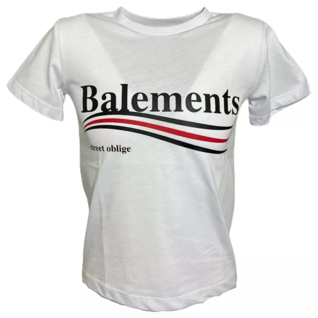 B33 maglia bimbo BOY BALEMENTS white cotton printed t-shirt kids