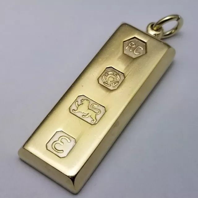 Vintage Gold on Solid Sterling Silver Ingot Pendant 30.2g Hallmarked 1979 Carrs