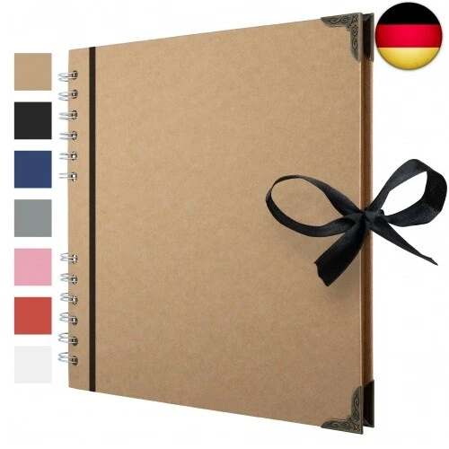 ReliThick Beerdigungs-Fotoalbum – 200 Seiten Für 10x15 Cm Fotos, Schwarzes Leder, Kardinal-Muster