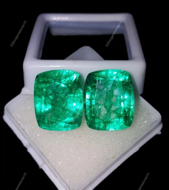 8-10 Cts Natural Colombian Emerald Pair Loose Certified Gemstone AA+ Quality Gem