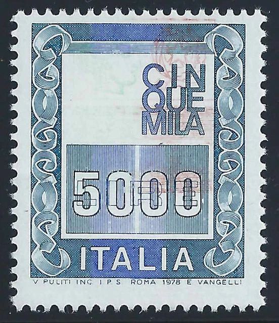 1978 Italie - République, n° 1056 Ad Lire 5 000 VARIÉTÉ SYRACUSAINE MANQUANT