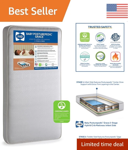 Posturepedic Crib Mattress - Hybrid, Waterproof, 2-Stage - 51.63 x 27.25 x 5.75