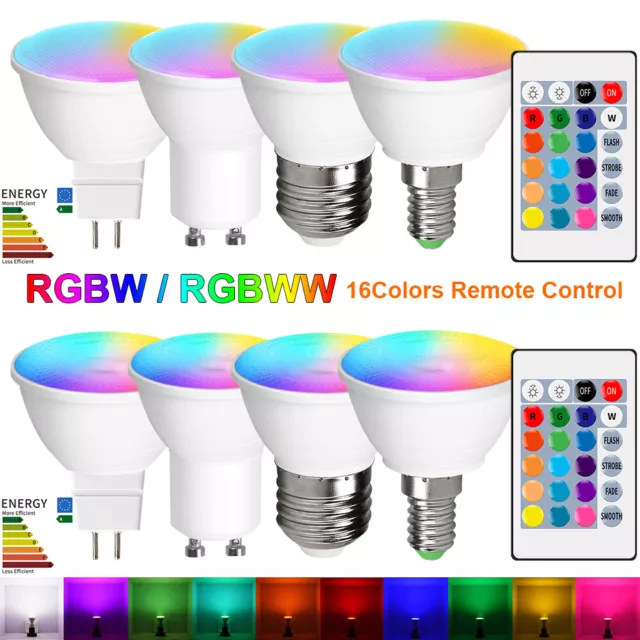 RGB E14 E26/E27 GU10 MR16 LED Light Bulbs Colour Changing Dimmable Spot Light AU