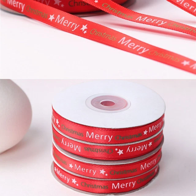 Wrapping Ribbon Christmas Letter Ribbon 1cm*22m Christmas Decoration Ribbon