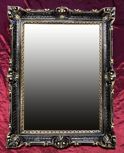 Miroir Mural or Noir Antique Baroque Rococo 90x70 Décoration Murale Miroire NEU2